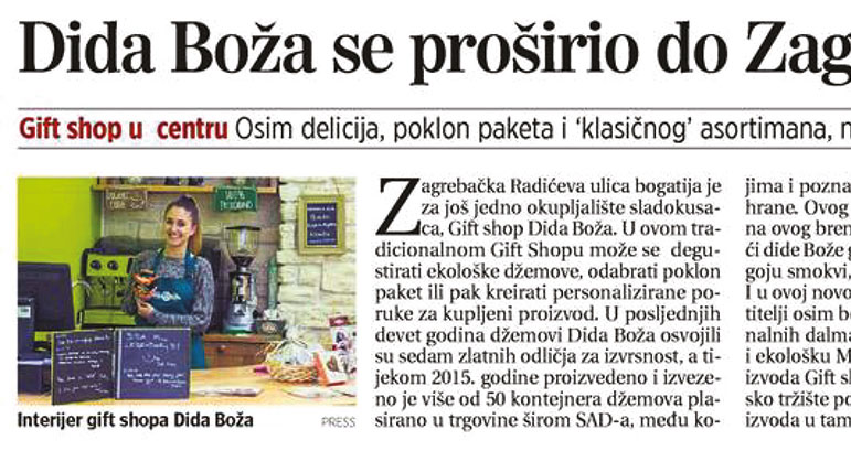 Poslovni dnevnik 09 11 2016 | Dida Boža se proširio do Zagreba | Otvorenje gift shopa